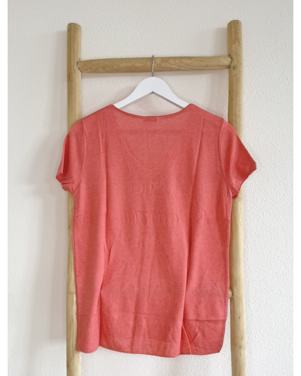 Kurzarmshirt XoW Moda - Relief - Lachs Maglietta