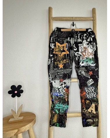 Hose Cascara - Bequem - Schwarz/Bunt Trousers