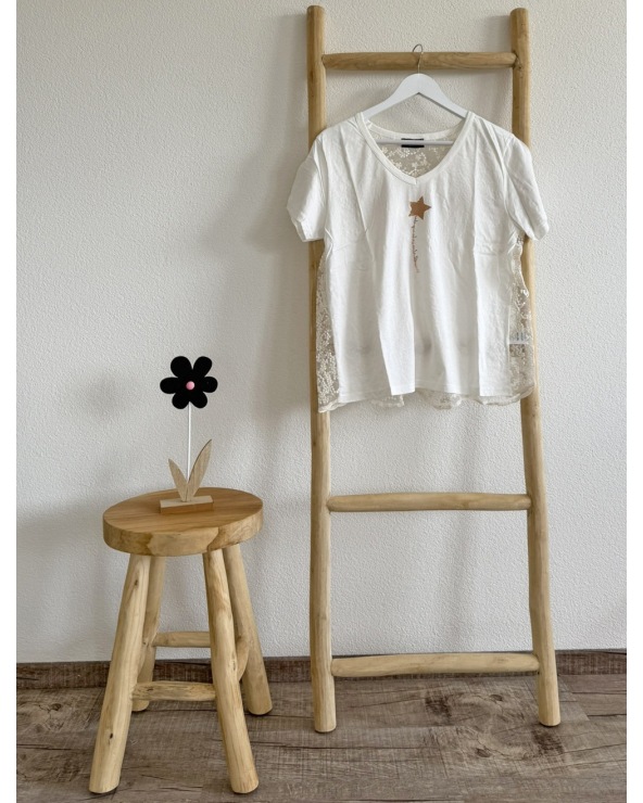 Kurzarmshirt Wiya - Stars - Creme Kurzarmshirts