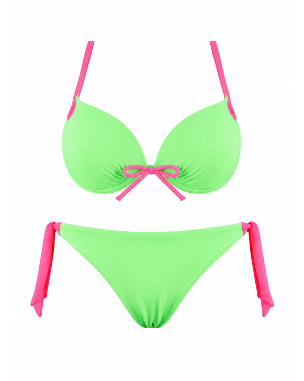 Bikini Rae - Push Up - Neongrün/Neonrosa Bikinis