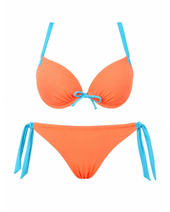 Bikini Rae - Push Up - Neonorange/Sweet Blue Bikinis