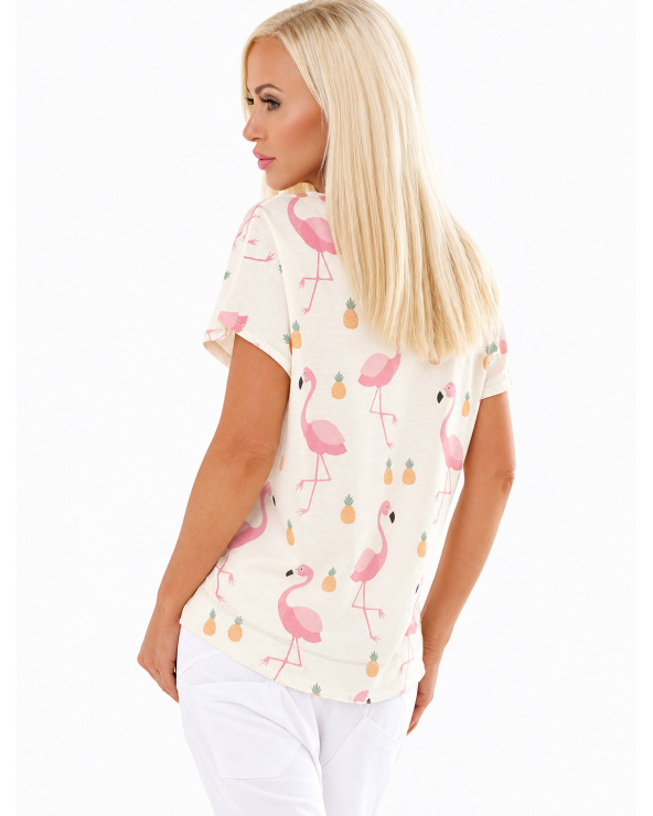 Kurzarmshirt 5People!S - Ananas/Flamingo - Creme Kurzarmshirts