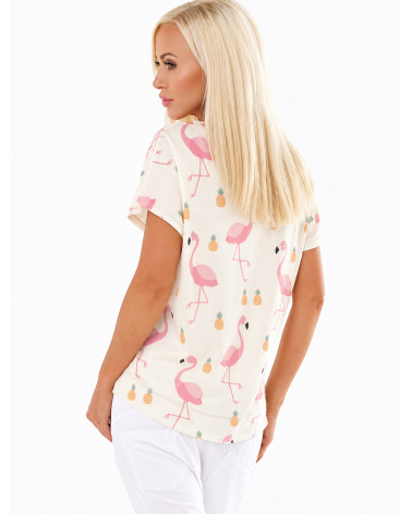 Kurzarmshirt 5People!S - Ananas/Flamingo - Creme Kurzarmshirts