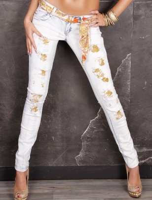 Jeans Simply Chic - Goldglimmer - Hellblau