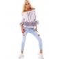 Bluse Sweet Miss - Folklore - Weiss/Blau/Rot